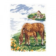 Набор для вышивания крестиком Алиса 1-03 “Лошадки“ 26см.*22см. фотография