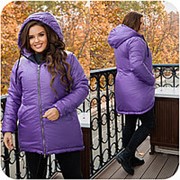 Теплая женская куртка фиолетовая с капюшоном больших размеров (6 цветов) НФ/-16296 фотография