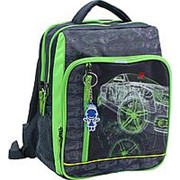 Школьный рюкзак Bagland 'Школьник' серый с зеленым машина фото