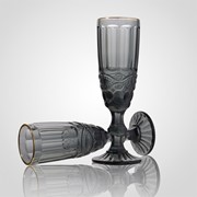 Бокал для Шампанского Стеклянный Серый с Золотистой Каймой “Regal“ (от 6ти штук) фотография