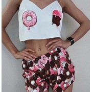 Шёлковая женская пижама с шортами Пончик ( Шёлк Армани )