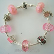 Женский браслет Pandora нежно-розовый с сумочкой фото