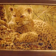 Картина из янтаря “тигр“. 40*60см.В наличии. фото