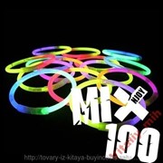 Светящиеся неоновые браслеты (палочки) 100 штук фотография
