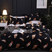 Двуспальный комплект постельного белья из поплина на резинке “Mency house“ Черно-белый с точками и фото