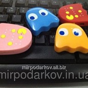 Mp3 плеер клякса из игры Pacman (Блинки, Пинки, Инки, Клайд) + наушники + кабель + коробка