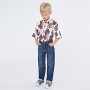 Рубашка для мальчика с коротким рукавом, цвет белый, рост 140 (10 лет) фотография