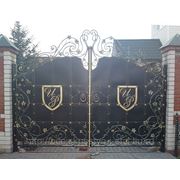 Комплект “Кованые ворота и калитка с фамильным гербом“ фото