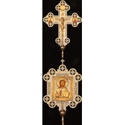 Крест-икона № 3 литое распятие гравировка частичное золочение фото