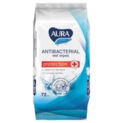 Салфетки влажные, 72 шт., AURA 'Family', антибактериальные, для всей семьи, 26065, 7044 фото
