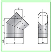 Колено овальное КО Угол подключения: 45 градусов по узкой стороне