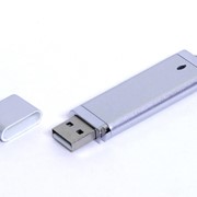 USB-флешка промо на 32 Гб прямоугольной классической формы, серебро фото