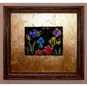 Картина из плавленного стекла “Аквариум“ в раме из натурального дерева фото