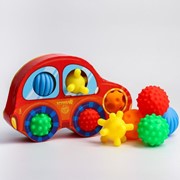 Подарочный набор развивающих, массажных мячиков «Машинка» 5 шт., цвета и формы МИКС фото