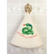 Полотенце d 75 см круглое кухонное “змея любви и счастья“, вафельное, бежевый (744343) фото