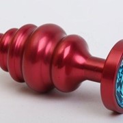 Красная ребристая анальная пробка с голубым стразом - 7,3 см. 4sexdreaM 47426-1 фотография