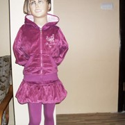 Велюровый комплект-четверка для девочек с юбкой, спортивные костюмы для девочек фотография