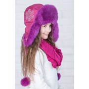 Детская шапка с натуральным мехом кролика в расцветках. ИТ-4-1018
