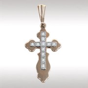 Крест, золото Au 585° пробы вставка - бриллианты 11БрКр57 0,11, вес: 2,26 гр, артикул: 87502