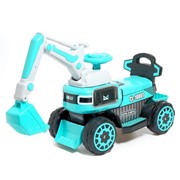 Детский электромобиль «Экскаватор», привод ковша ручной, световые и звуковые эффекты, цвет голубой фотография