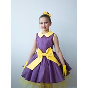 Платье для девочки "Стиляги" фиолетовое в горошек