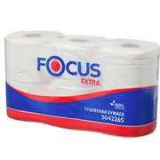Туалетная бумага Focus Extra, 2-сл, белая, 6 рулонов/упаковке по 48 метров фото