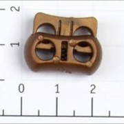 Фиксатор пластик 104-Х цв бронзовый (№132-82) для двух шнуров (уп 100шт)
