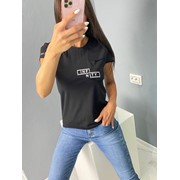Женская футболка оверсайз с карманом и принтом infinity черная