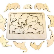 Деревянная головоломка ручной работы Слоны