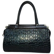 Женская сумка Мис 04-82350-11 чёрная из кожи под крокодила фото