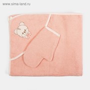 Набор для купания (полотенце-уголок, рукавица), размер 100х110 см, цвет персиковый (арт. К24)