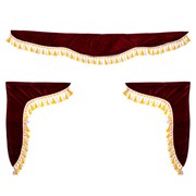 Ламбрекен лобового стекла со шторками SKYWAY 140см/46*60см Бордо фото