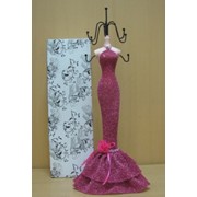 Подставка для украшений Манекен -платье плиссе-розово-серое, арт. 0440/2