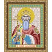 Икона ручной работы Святой Владимир вышитая бисером фото
