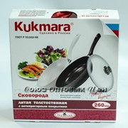 Сковорода литая толстостенная Kukmara, 260 мм, с антипригарным покрытием, со стеклянной крышкой, арт ... фото