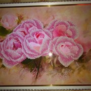Картина вышитая чешским бисером “Розовые розы“ фото