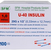 Сигма Мед Шприц 1мл инсулиновый U-40 трехкомпонентный с интегрированной иглой 29G (0,33 х 12,7 мм), SFM, 100 фото