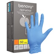 Перчатки (размер XL) Benovy нитриловые голубые, 50 пар фото