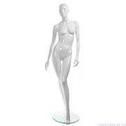 Манекен женский, белый глянцевый, абстрактный, для одежды в полный рост на круглой подставке, стоячий прямо. MD-TANGO 03F-01G фото