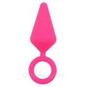Розовая анальная пробка с кольцом Candy Plug M - 10,1 см. фотография
