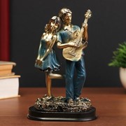 Сувенир полистоун “Парочка - песни под гитару“ серебро с синим 16,5х12х8 см фотография