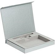 Коробка Memo Pad для блокнота, флешки и ручки, серебристая фотография