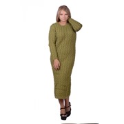 Теплое вязаное платье длинное M, оливковый фото