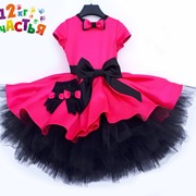 Платье для девочки “Стиляги“ фуксия с черным фотография