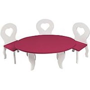 Набор мебели для кукол Шик Мини: стол + стулья, цвет: белый/ягодный (PFD120-49M) фотография