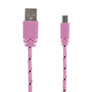Кабель LuazON, microUSB - USB, 1 А, 0,9 м, оплётка нейлон, розовый фото