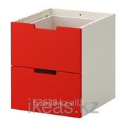 Модульный ящик Комод с 2 ящиками красный, белый НОРДЛИ фото