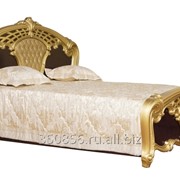 Кровать двуспальная с кожаной вставкой Карина Могано золото фото