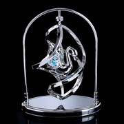 Сувенир с кристаллами Swarovski “Лебедь“ хром 13,8х10,2 см фото