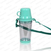 Бутылка для воды пластик Салатовая с крышкой, с ремешком и носиком, под полиграф. вставку, 300 мл фото